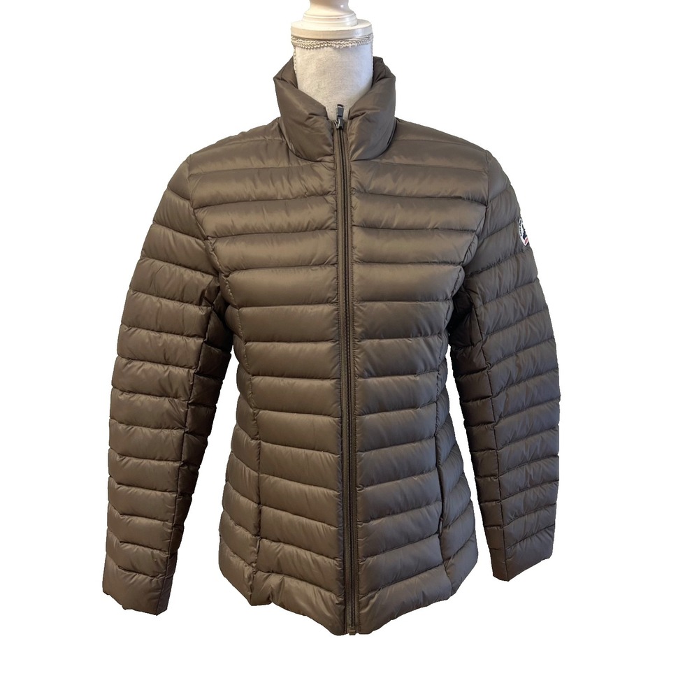 JOTT Just Over The Top Cha Puffer‎ Coat Womens Large Brown Full Zip High Neck